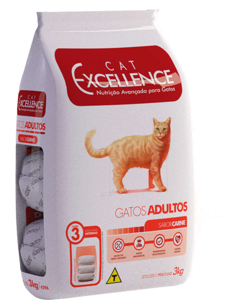 Ração Seca Cat Excellence Carne para Gatos Adultos - 3Kg