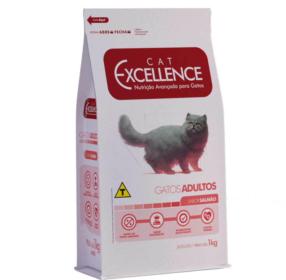 Ração Seca Cat Excellence Salmão para Gatos Adultos - 1Kg