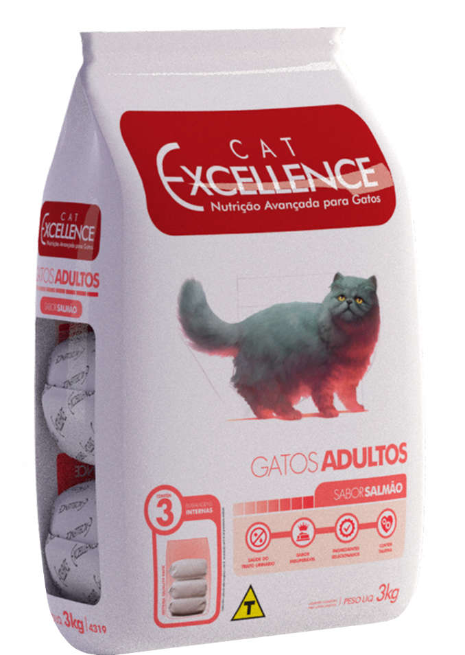 Ração Seca Cat Excellence Salmão para Gatos Adultos - 3Kg
