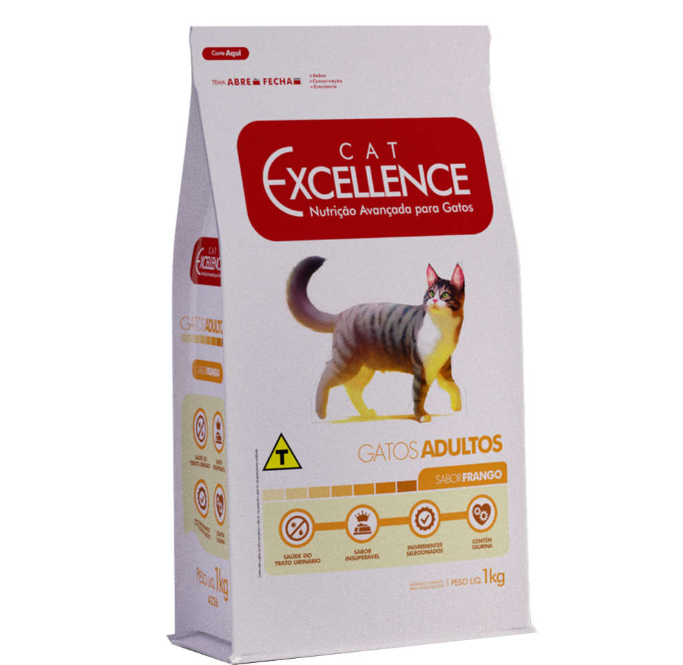 Ração Seca Cat Excellence Frango para Gatos Adultos - 1Kg