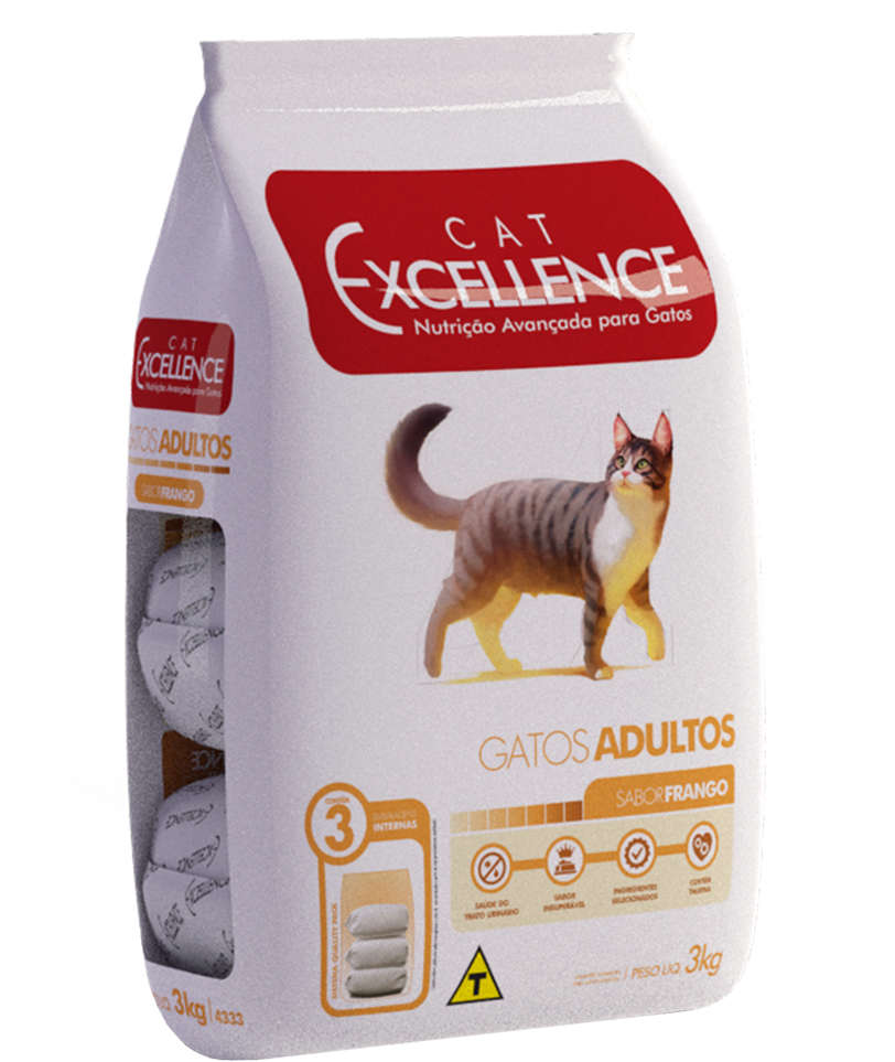 Ração Seca Cat Excellence Frango para Gatos Adultos - 3Kg