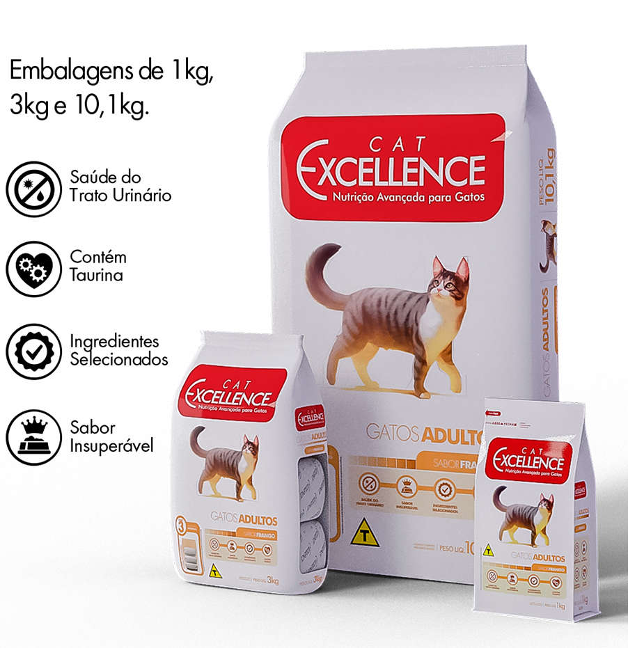 Ração Seca Cat Excellence Frango para Gatos Adultos - 10,1Kg