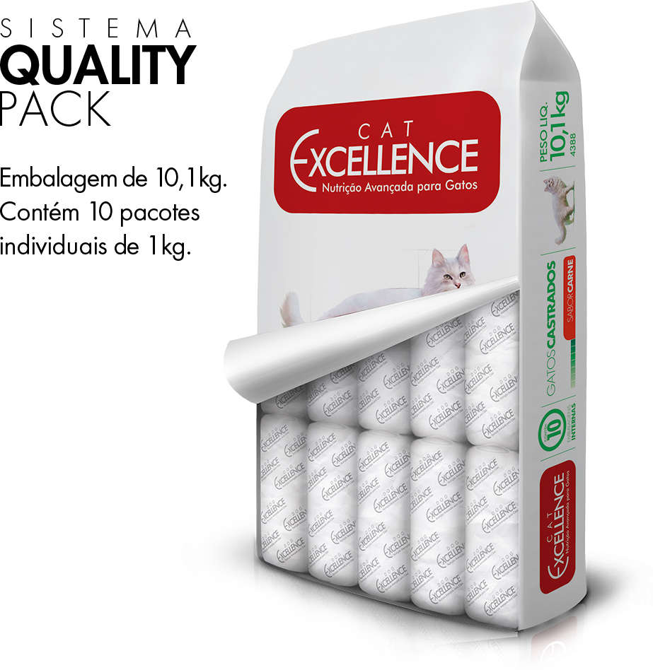 Ração Seca Cat Excellence Carne para Gatos Adultos Castrados - 10,1Kg