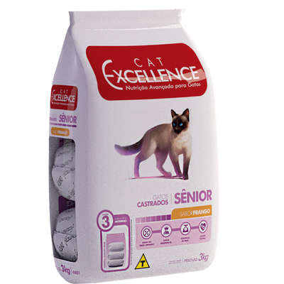 Ração Seca Cat Excellence Frango para Gatos Sênior Castrados