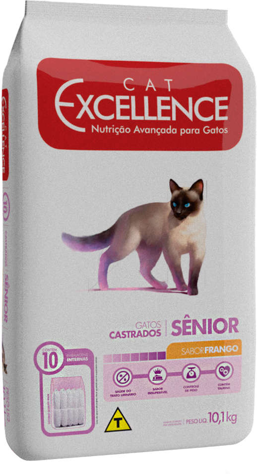 Ração Seca Cat Excellence Frango para Gatos Sênior Castrados - 10,1Kg