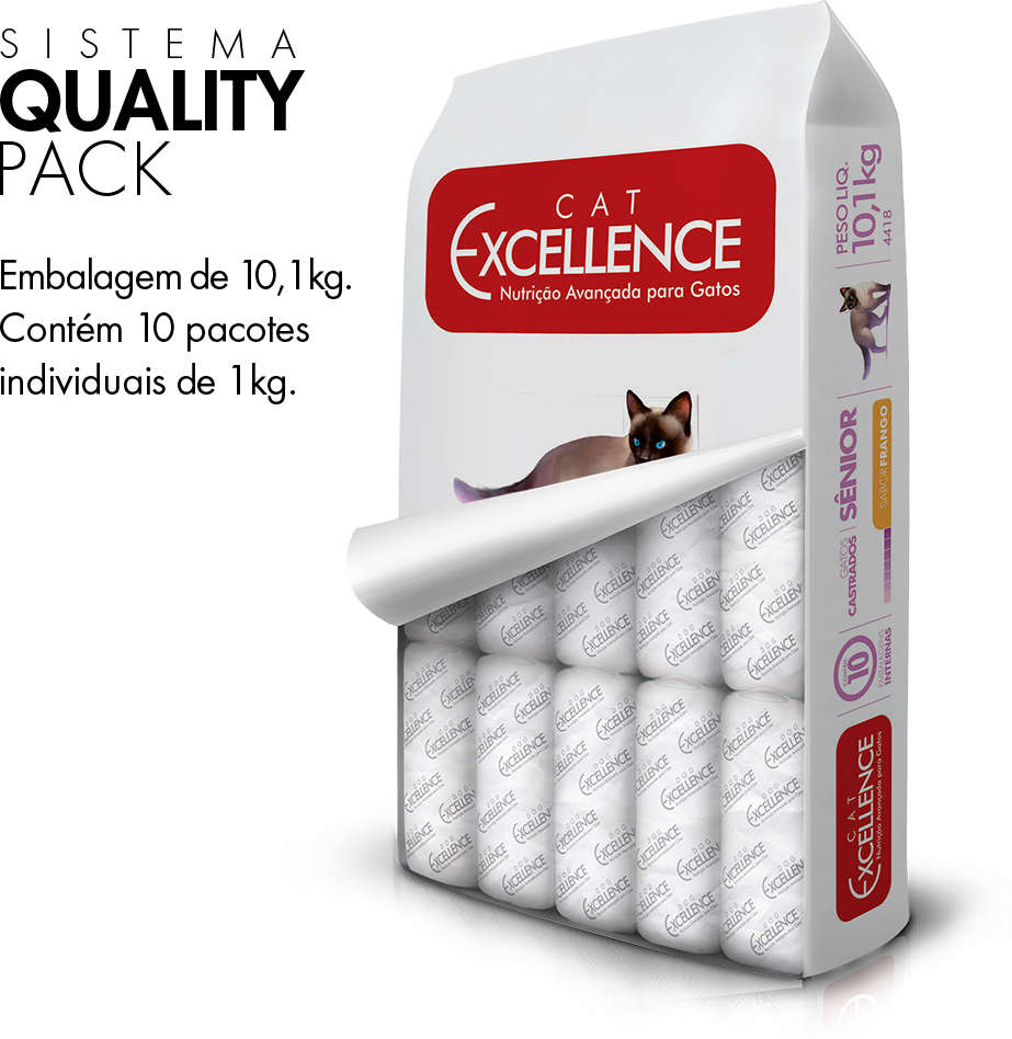 Ração Seca Cat Excellence Frango para Gatos Sênior Castrados - 10,1Kg