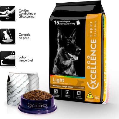 Ração Seca Dog Excellence Super Premium Light para Cães Adultos Raças Médias e Grandes