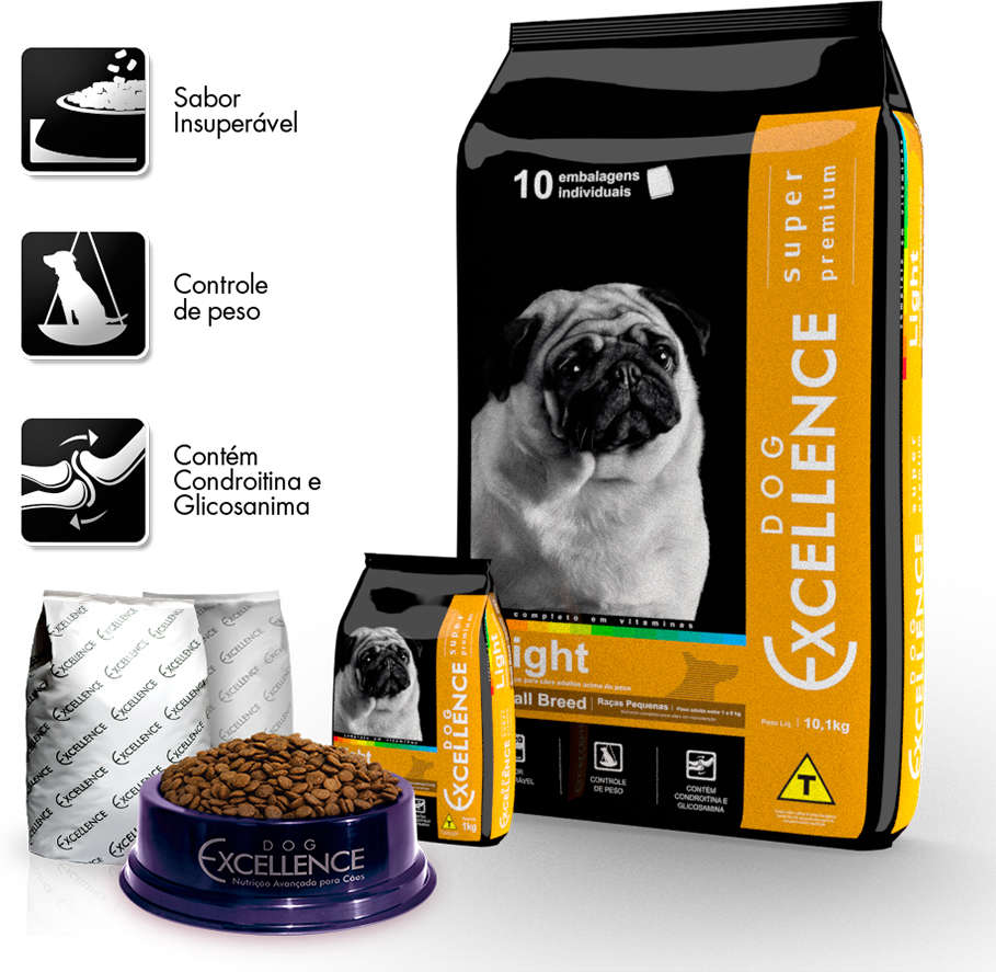 Ração Seca Dog Excellence Super Premium Light para Cães Adultos Raças Pequenas - 10,1Kg