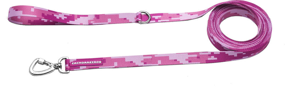 Guia Longa Camuflada Rosa para Cães - 5 Metros