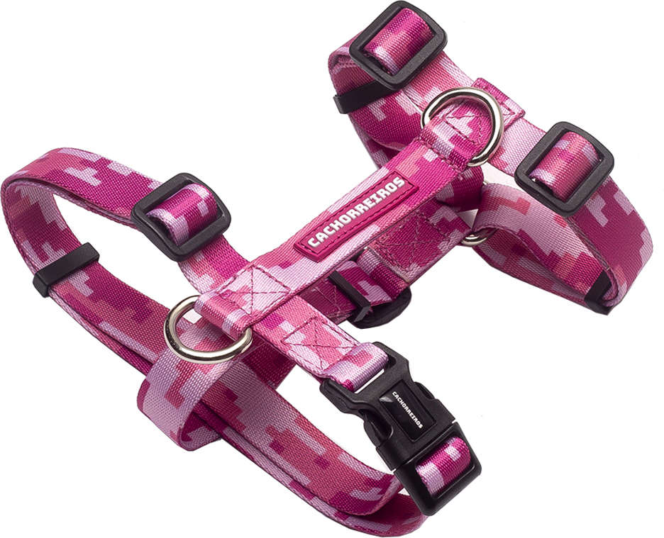 Peitoral H Camuflado Rosa para Cães - Tam. G
