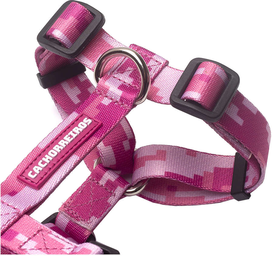 Peitoral H Camuflado Rosa para Cães - Tam. G
