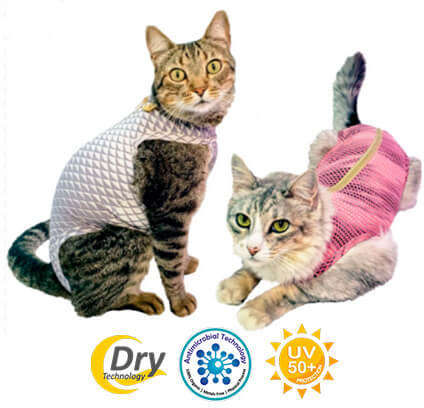 Roupa Pós Castração Pet Med Ultralight Color Cinza Geo para Gatos - Tam. 04