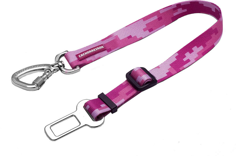 Cinto de Segurança Camuflado Rosa para Cães - Tam. P