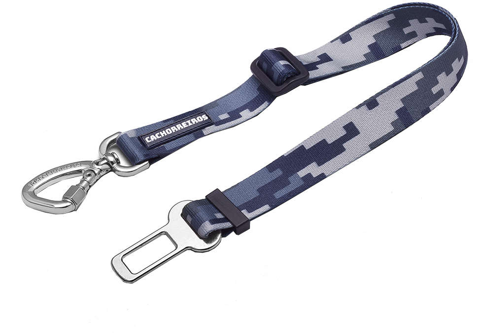 Cinto de Segurança Camuflado Cinza para Cães - Tam. P