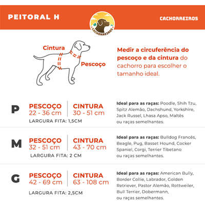 Peitoral H Camuflado Cinza para Cães