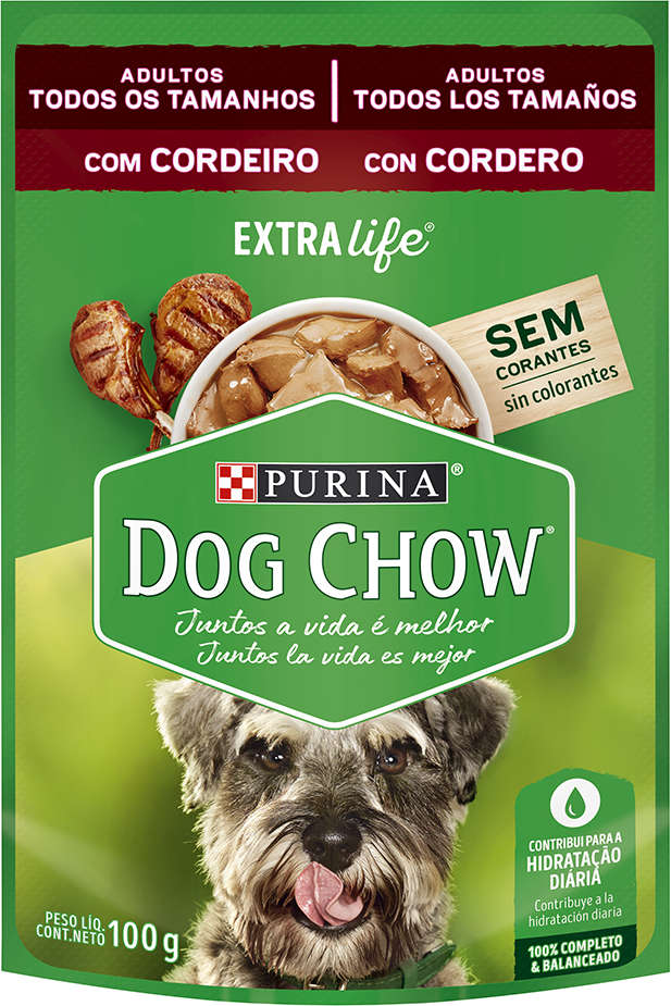 Ração Úmida Nestlé Purina Dog Chow Cordeiro para Cães Adultos de Todos os Tamanhos - 100 g