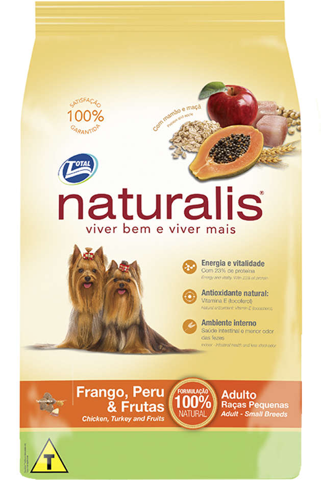 Ração Total Naturalis Frango, Peru e Frutas para Cães Adultos de Raças Pequenas - 2Kg