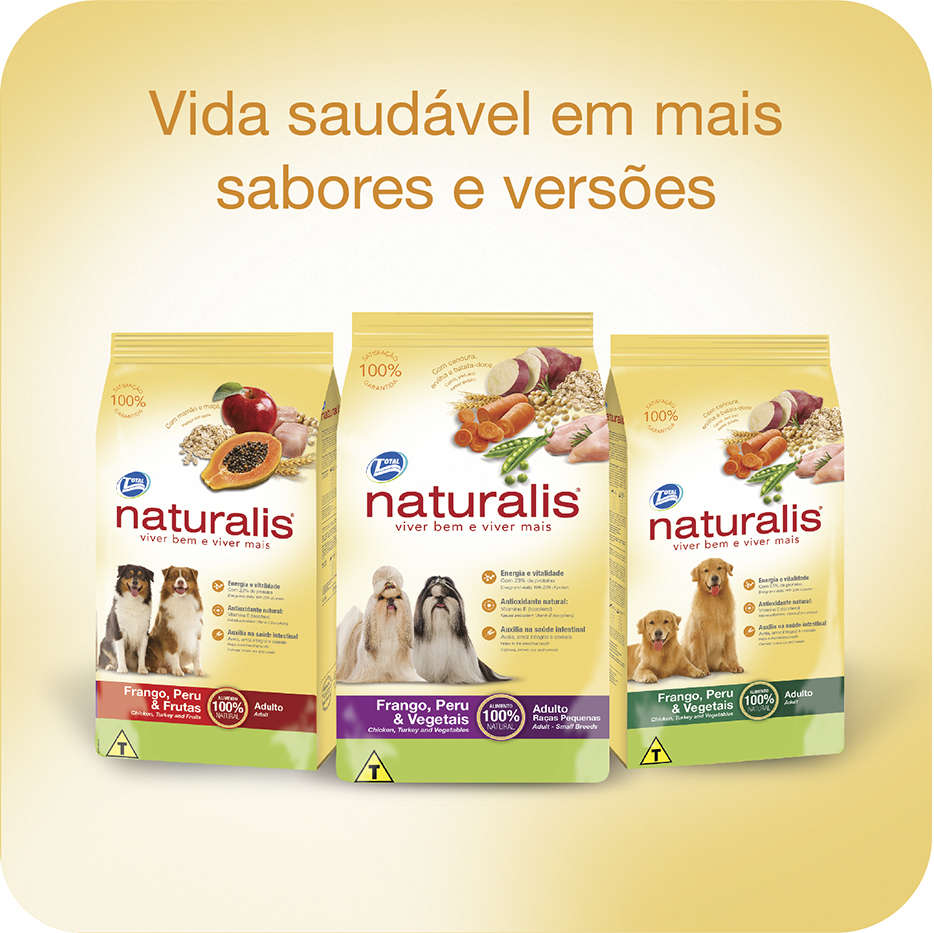 Ração Total Naturalis Frango, Peru e Frutas para Cães Adultos de Raças Pequenas - 2Kg