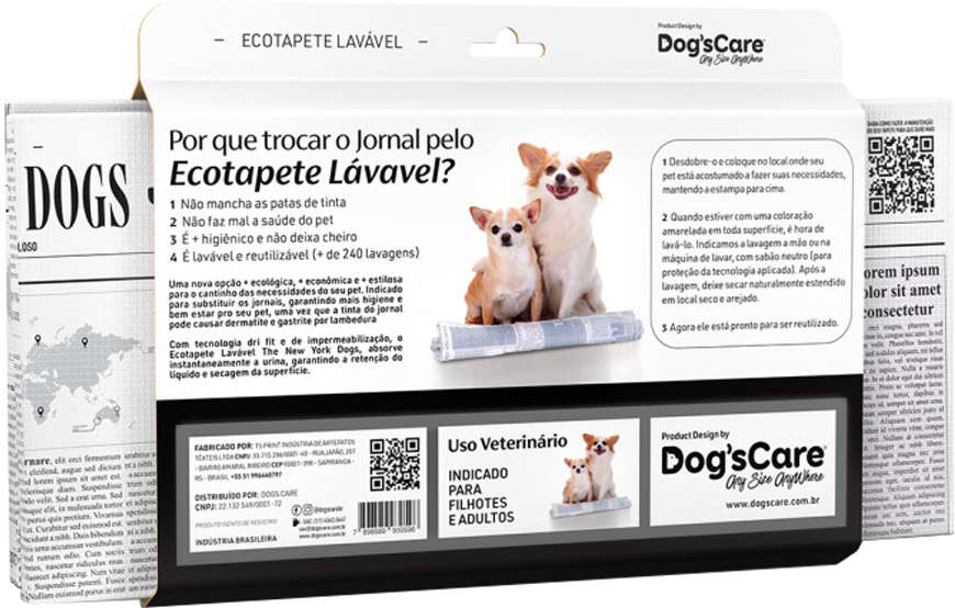 Tapete Higiênico Lavável Dog's Care The New York Dogs - Tam. Único