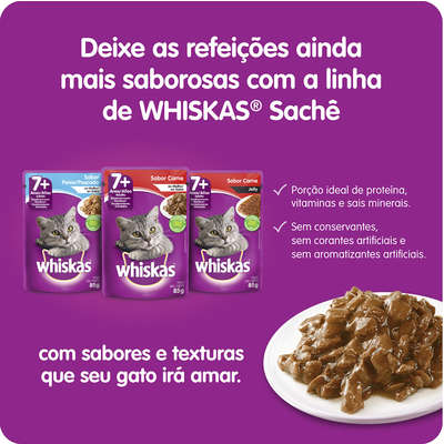 Ração Whiskas Carne 7+ Anos Gatos Adultos