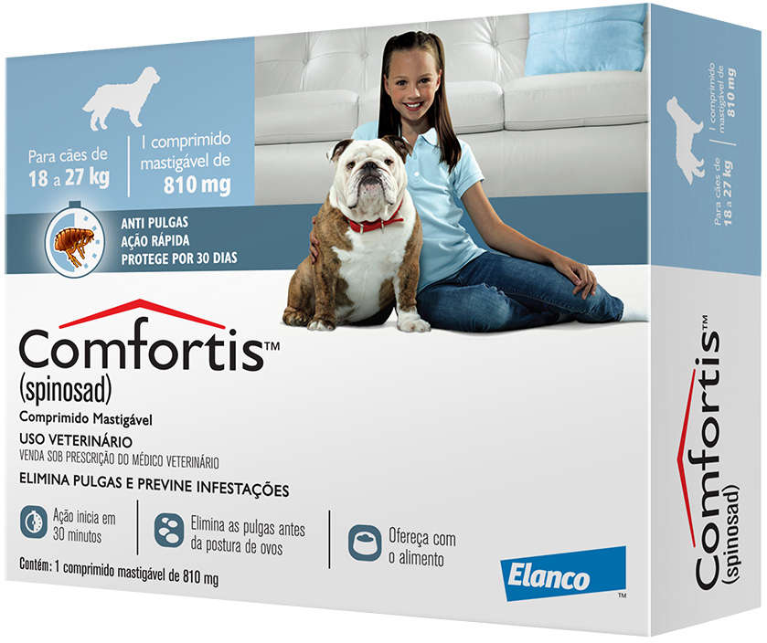 Antipulgas Comfortis 810 mg para Cães de 18 a 27Kg - 1 Comprimido