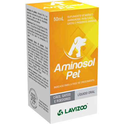 Suplemento Vitamínico Aminoácido Lavizoo Aminosol Pet para Cães, Gatos e Pequenos Animais