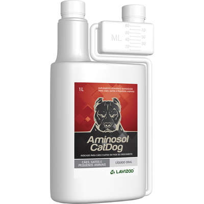 Suplemento Vitamínico Aminoácido Lavizoo Aminosol CatDog para Cães, Gatos e Pequenos Animais - 1 Litro