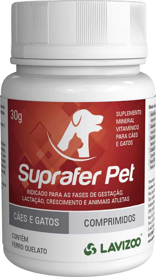 Suplemento Vitamínico Mineral Lavizoo Suprafer Pet Comprimidos - 30 Comprimidos