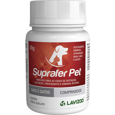 Suplemento Vitamínico Mineral Lavizoo Suprafer Pet Comprimidos