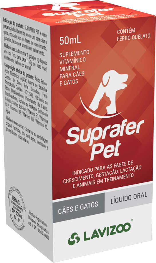 Suplemento Vitamínico Mineral Lavizoo Suprafer Pet Oral - 50 mL