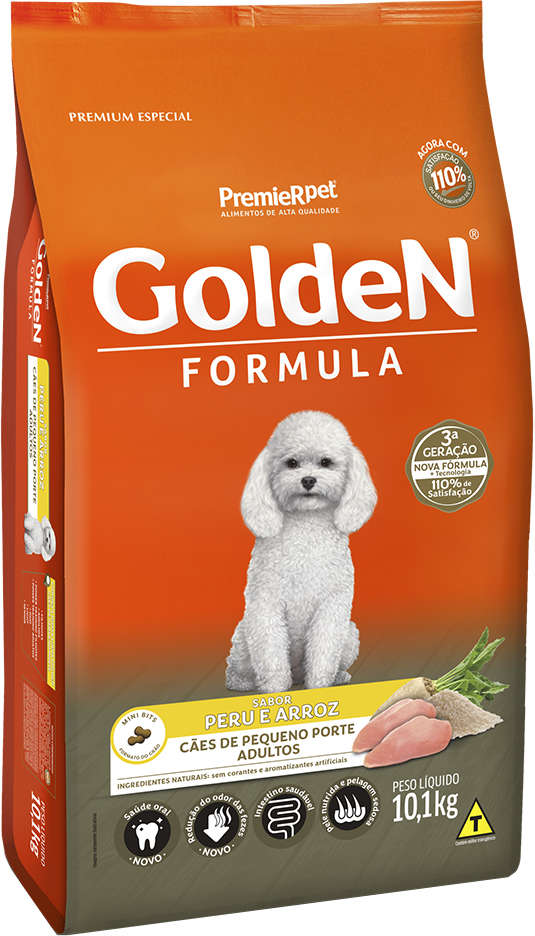 Ração Seca Golden Formula Peru, Arroz e Vegetais para Cães Adultos de Pequeno Porte - 10,1Kg