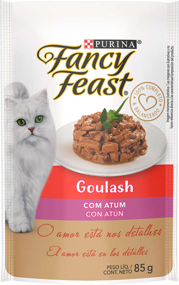 Racão Úmida Nestlé Purina Fancy Feast Sachê Goulash com Atum para Gatos Adultos - 85 g - 45 Unidades
