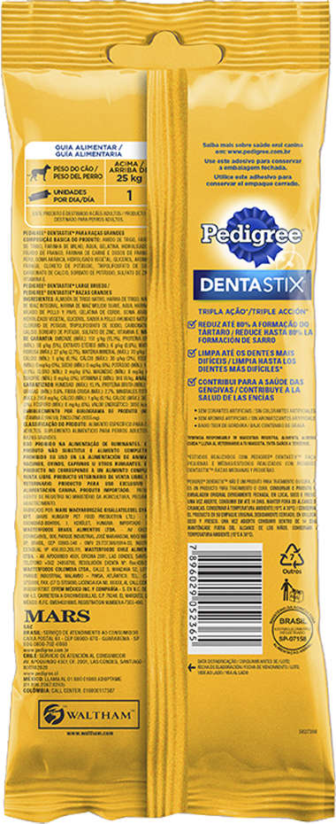 Petisco Pedigree Dentastix para Cães Adultos Porte Grande Cuidado Oral - 7 Unidades