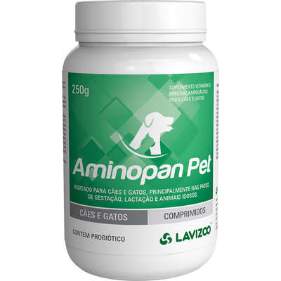Suplemento Vitamínico Mineral Aminoácido Lavizoo Aminopan Pet Comprimidos para Cães e Gatos
