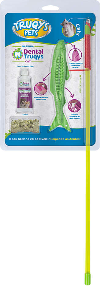 Brinquedo Varinha Dental Verde para Gatos - Tam. Único