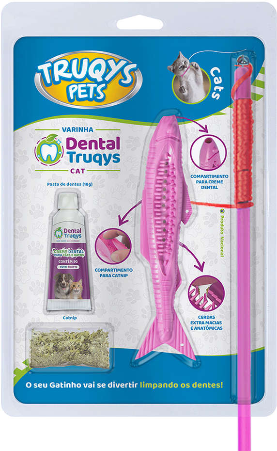 Brinquedo Varinha Dental Rosa para Gatos - Tam. Único