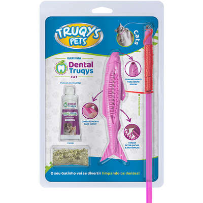 Brinquedo Varinha Dental Rosa para Gatos