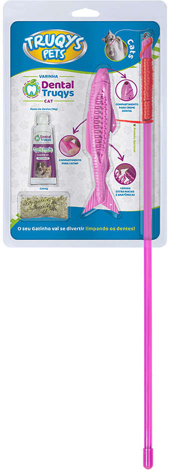 Brinquedo Varinha Dental Rosa para Gatos - Tam. Único