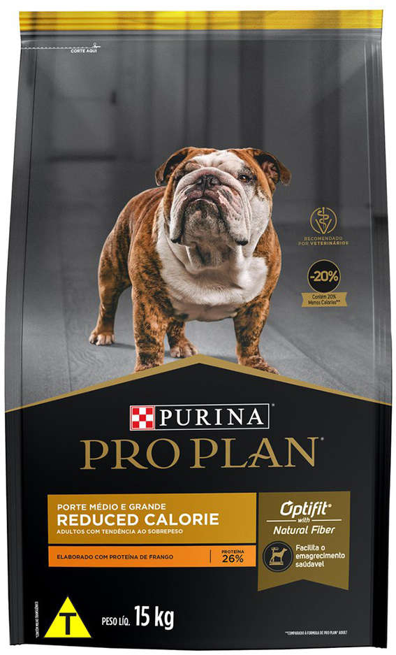 Ração Seca Nestlé Purina Pro Plan Calorias Reduzidas Frango Cães Adultos Raças Médias e Grandes - 15Kg