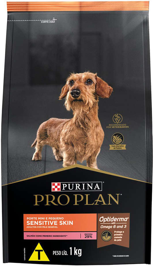 Ração Seca Nestlé Purina Pro Plan Pele Sensível Salmão Cães Adultos Raças Pequenas - 1Kg