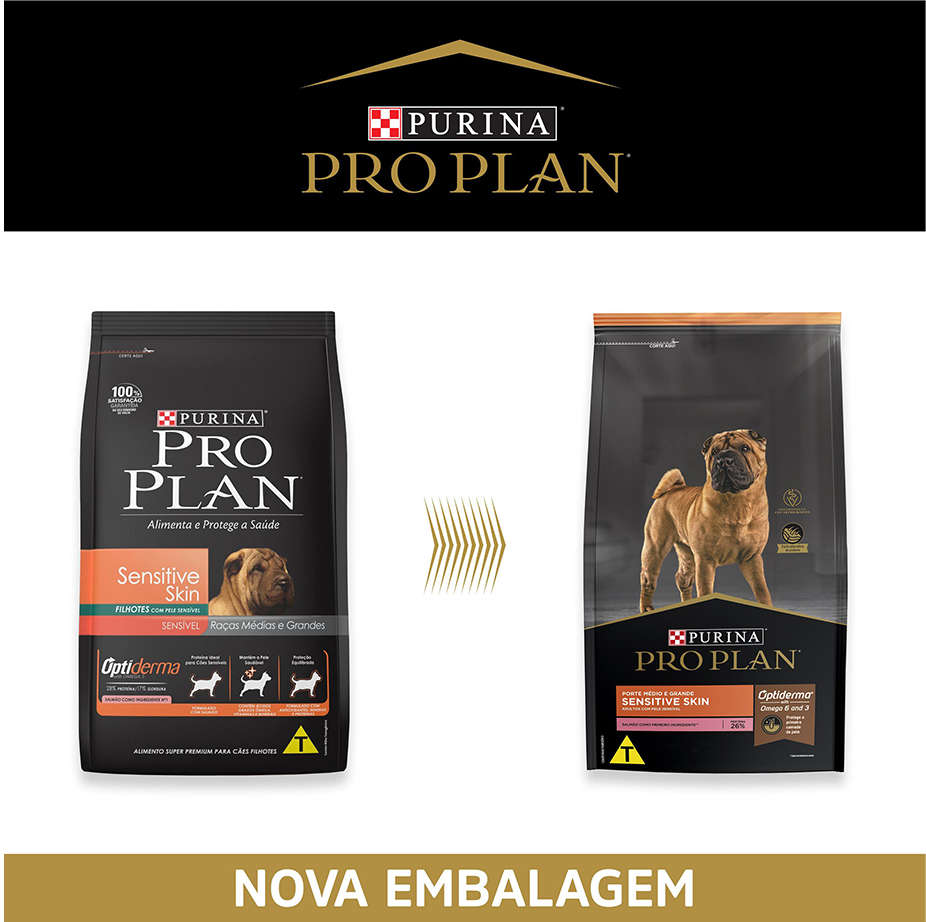 Ração Seca Nestlé Purina Pro Plan Pele Sensível Salmão Cães Adultos Raças Médias e Grandes - 15Kg