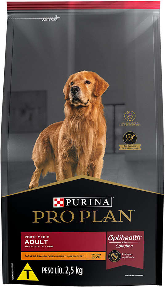 Ração Seca Nestlé Purina Pro Plan Frango Cães Adultos Raças Médias - 2,5Kg
