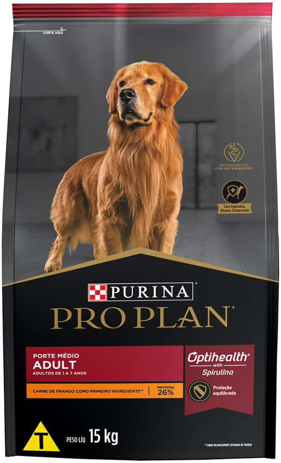 Ração Seca Nestlé Purina Pro Plan Frango Cães Adultos Raças Médias - 15Kg