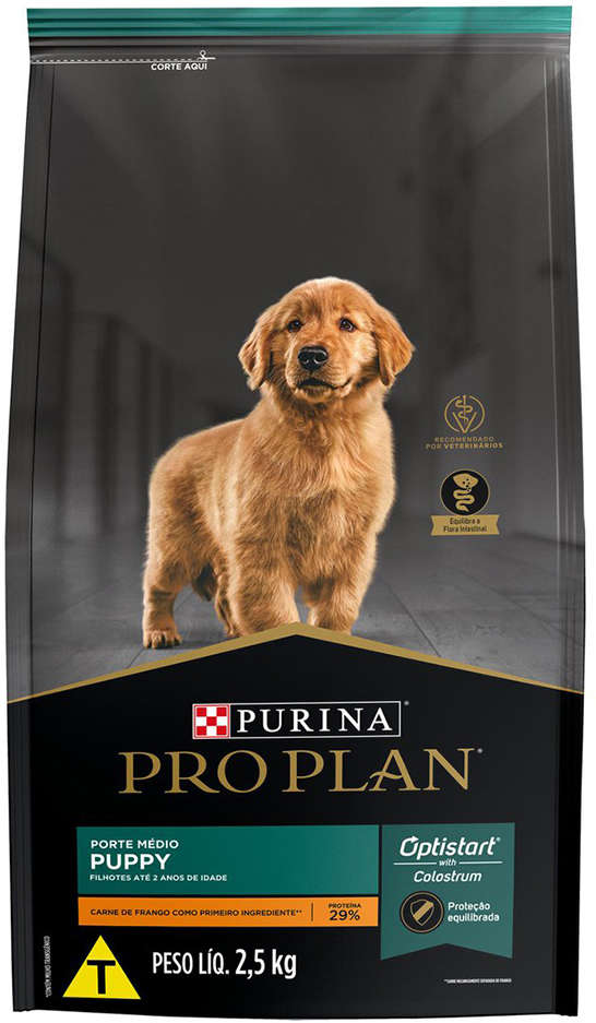 Ração Seca Nestlé Purina Pro Plan Frango Cães Filhotes Raças Médias - 2,5Kg