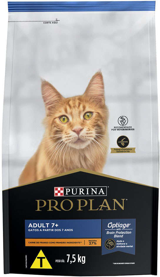 Ração Seca Nestlé Purina Pro Plan Frango para Gatos Adultos 7+ - 7,5Kg