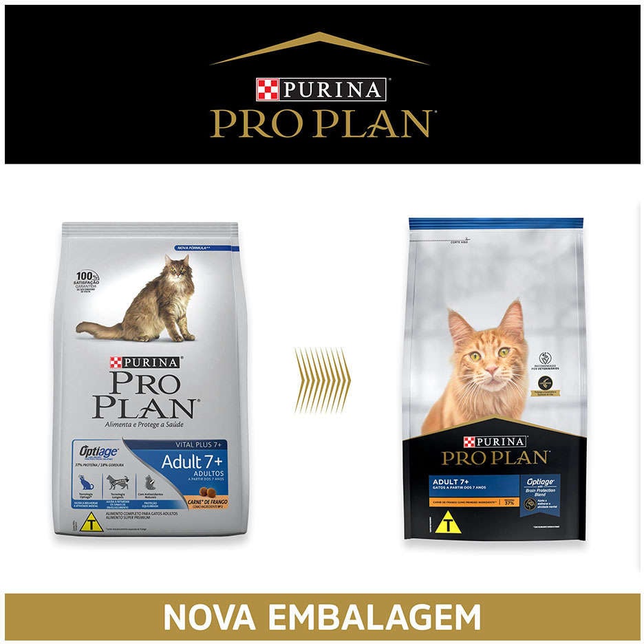 Ração Seca Nestlé Purina Pro Plan para Gatos Adultos a Partir de 7 Anos - 1Kg