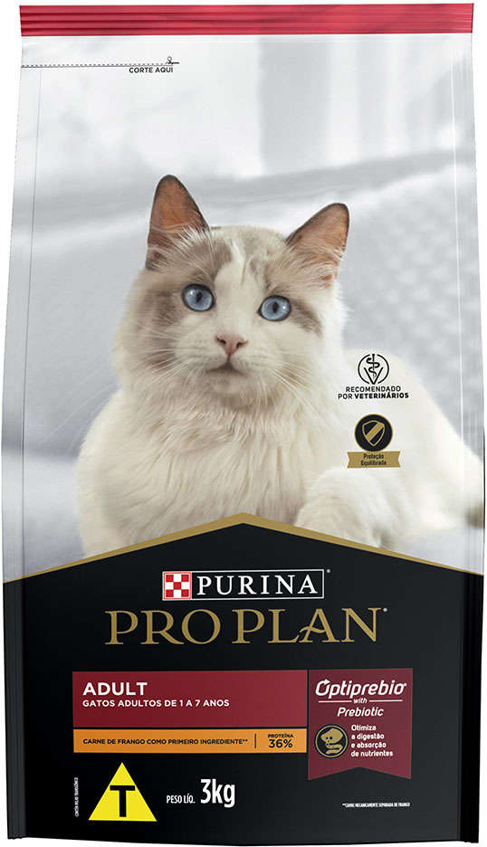 Ração Seca Nestlé Purina Pro Plan Frango para Gatos Adultos - 3Kg