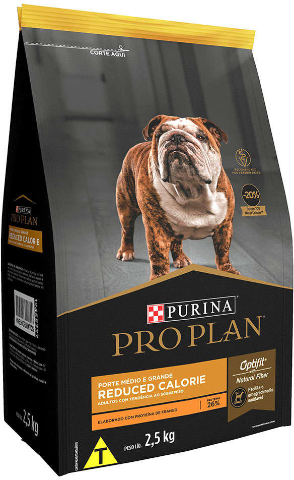 Ração Seca Nestlé Purina Pro Plan Calorias Reduzidas Frango Cães Adultos Raças Médias e Grandes - 2,5Kg