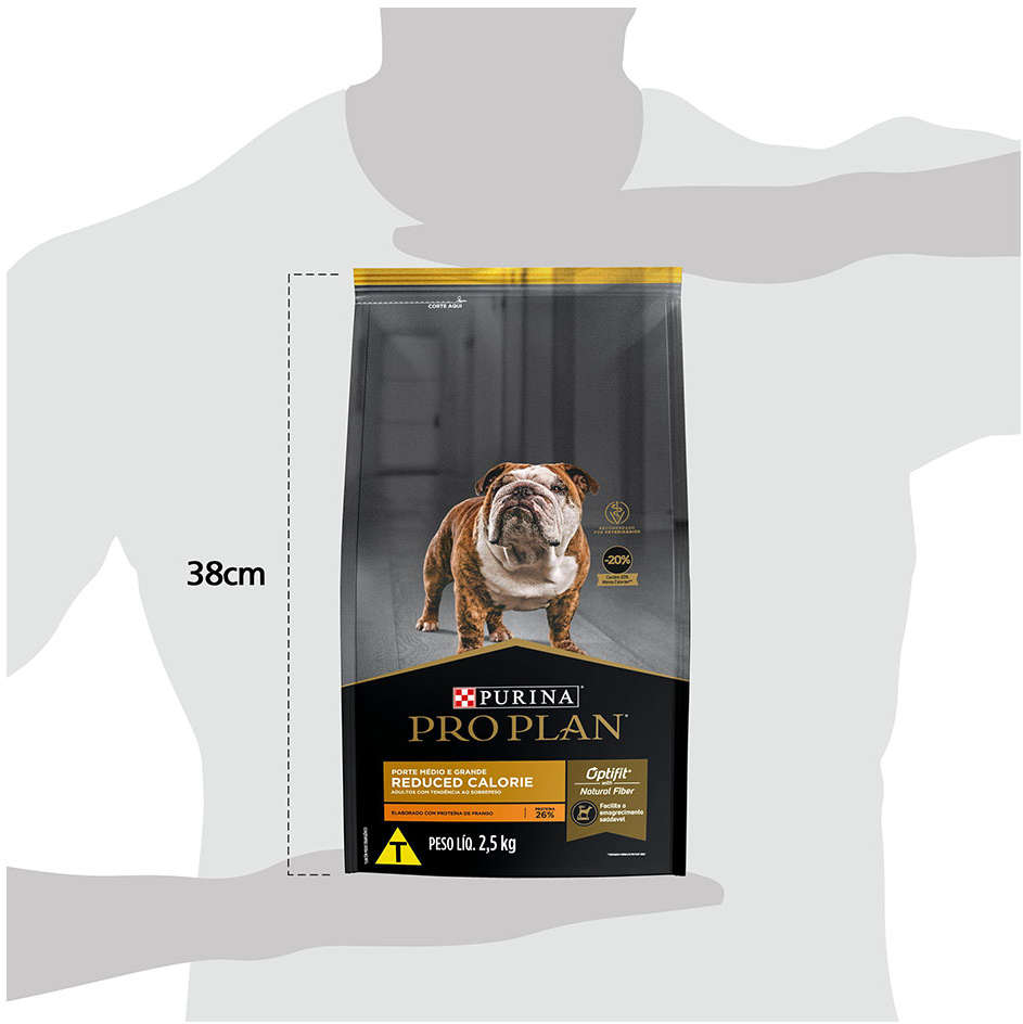 Ração Seca Nestlé Purina Pro Plan Calorias Reduzidas Frango Cães Adultos Raças Médias e Grandes - 2,5Kg