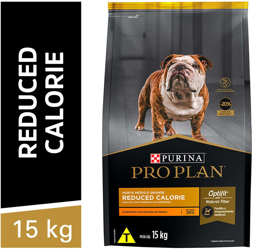 Ração Seca Nestlé Purina Pro Plan Calorias Reduzidas Frango Cães Adultos Raças Médias e Grandes - 15Kg